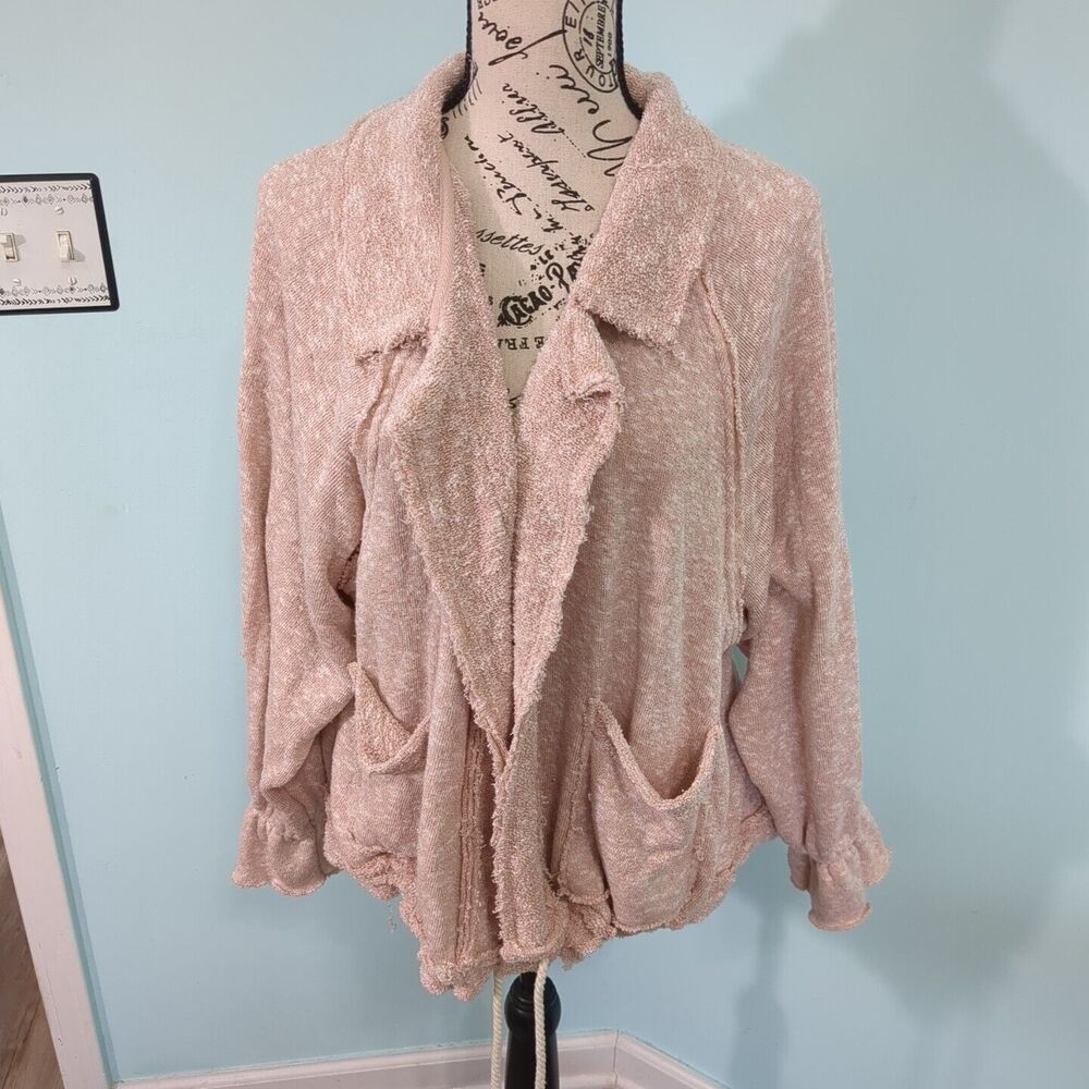 free people beach mara sweater jacket cardigan pink small preppy